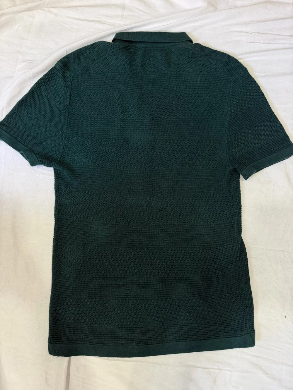 Abercrombie & Fitch Cable Knit Button Up Collared Shortsleeve Green Mens Medium